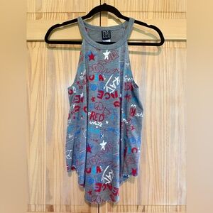 Modern Lux Gray Tank with 4th of July Patriotic Graphic Print